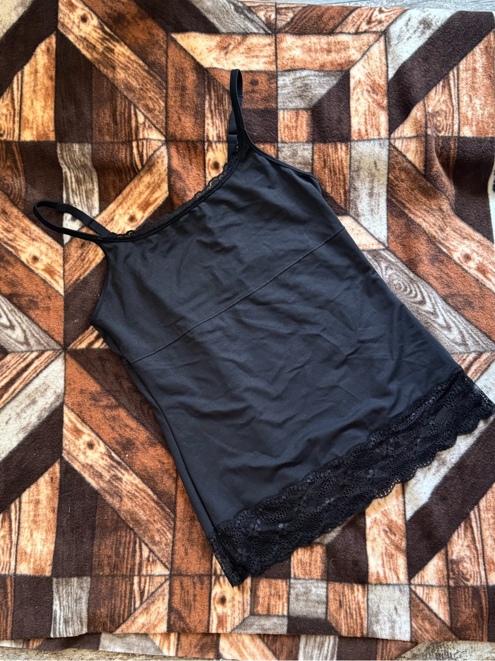 Flexees Black Lace-Trim Camisole
